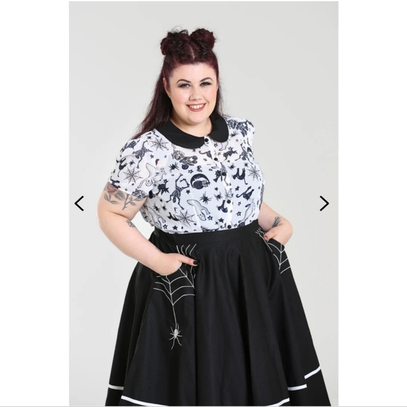 Hell Bunny Miss Muffet Black Spider Web Skirt - Picture 2 of 11
